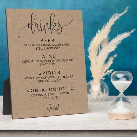Alcohol Cocktail Drinken Bar Editable Wedding Sign Fotoplaat (Zijkant)
