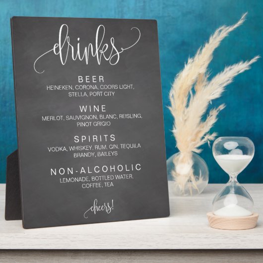 Alcohol Cocktail Drinken Bar Editable Wedding Sign Fotoplaat (Zijkant)