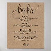 Alcohol Cocktail Drinken Bar Editable Wedding Sign Poster (Voorkant)