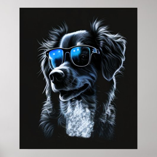 alcohol dog wearing a pair of stylish sunglasses, poster (Voorkant)
