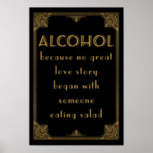 ALCOHOL drinken bar Gatsby geïnspireerd trouwbord Poster