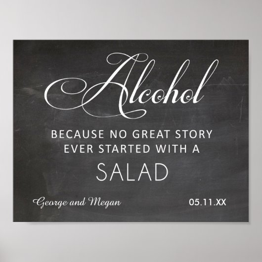 Alcohol - Een grappig bord voor het bruiloft Poster (Voorkant)