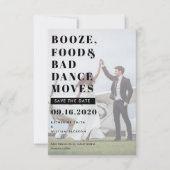 Alcohol Eten & Slecht Dansen Save The Date Kaart (Voorkant)