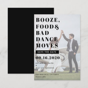 Alcohol Eten & Slecht Dansen Save The Date Kaart