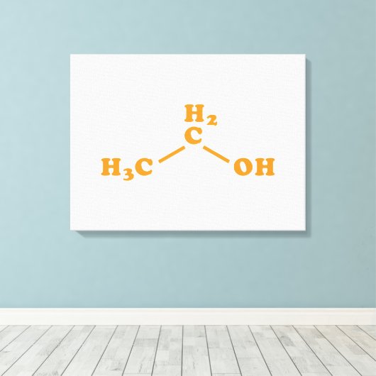 Alcohol Ethanol Moleculaire chemische formule Canvas Afdruk (Insitu (Houten vloer))