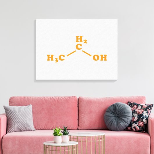 Alcohol Ethanol Moleculaire chemische formule Canvas Afdruk (Insitu (Woonkamer))