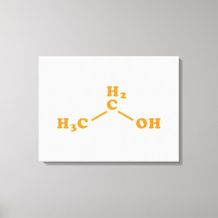 Alcohol Ethanol Moleculaire chemische formule Canvas Afdruk