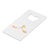 Alcohol Ethanol Moleculaire chemische formule Creditkaart Flessenopener (Voorkant Gekanteld)