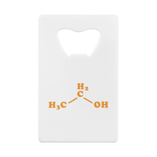 Alcohol Ethanol Moleculaire chemische formule Creditkaart Flessenopener (Achterkant)