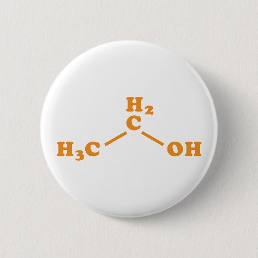 Alcohol Ethanol Moleculaire chemische formule Ronde Button 5,7 Cm (Voorkant)
