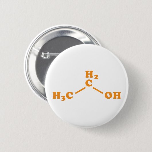 Alcohol Ethanol Moleculaire chemische formule Ronde Button 5,7 Cm (Voorkant /achterkant)
