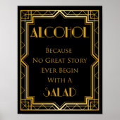 Alcohol Gatsby Wedding Sign | Gatsby Art Deco Poster (Voorkant)