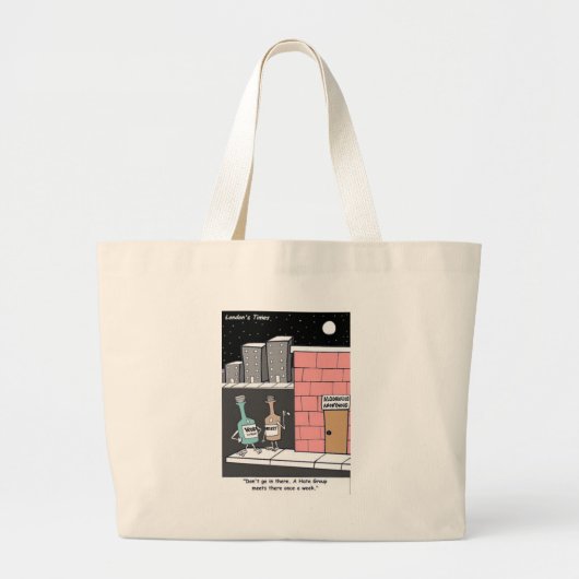 Alcohol Hate Group Funny T - shirts Mokken Kaarten Grote Tote Bag (Voorkant)