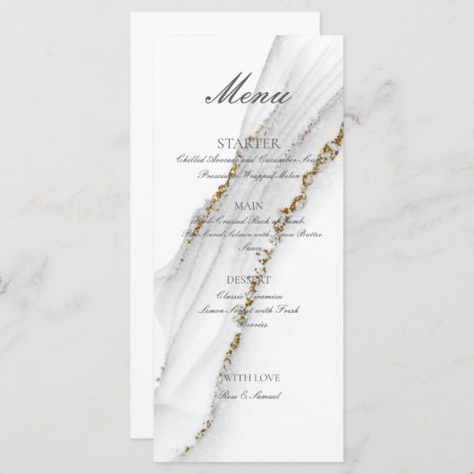 Alcohol Ink Ambachtelijk Witte Platte Menu (Voorkant / Achterkant)