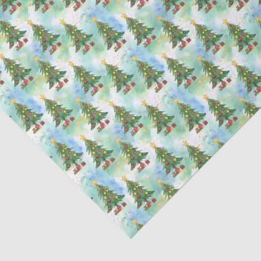 Alcohol Ink and Watercolor Christmas Trees Pattern Tissuepapier (Detail)