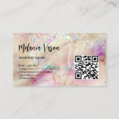 Alcohol Ink Beauty Salon Holographic Glitter Pink Visitekaartje (Achterkant)