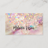 Alcohol Ink Beauty Salon Holographic Glitter Pink Visitekaartje (Voorkant)