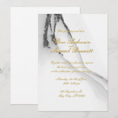 Alcohol Ink Black White Glitter Wedding Invitation Kaart (Voorkant / Achterkant)