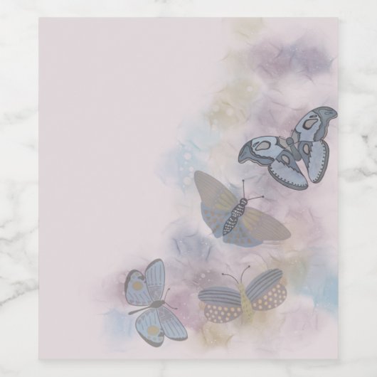 Alcohol Ink Butterflies Wijn Etiket (Enkel label)