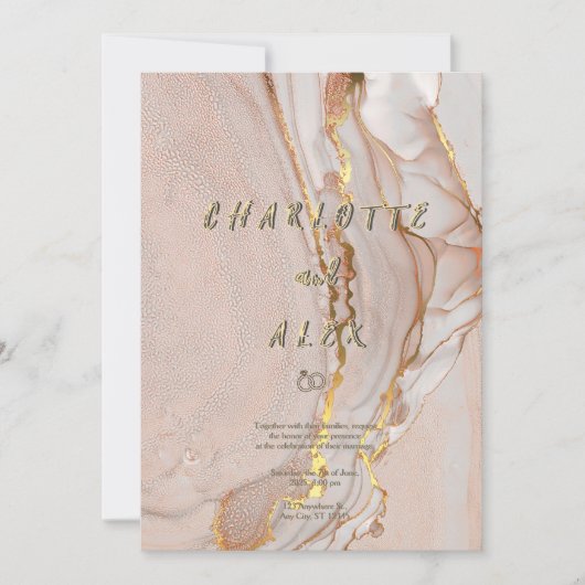 Alcohol Ink Chic Wedding Invitation Kaart (Voorkant)