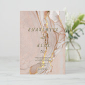 Alcohol Ink Chic Wedding Invitation Kaart (Staand voorkant)