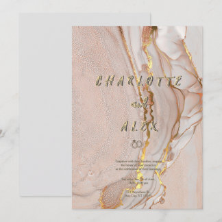 Alcohol Ink Chic Wedding Invitation Kaart