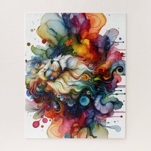 Alcohol Ink Colorful Lion Legpuzzel (Verticaal)
