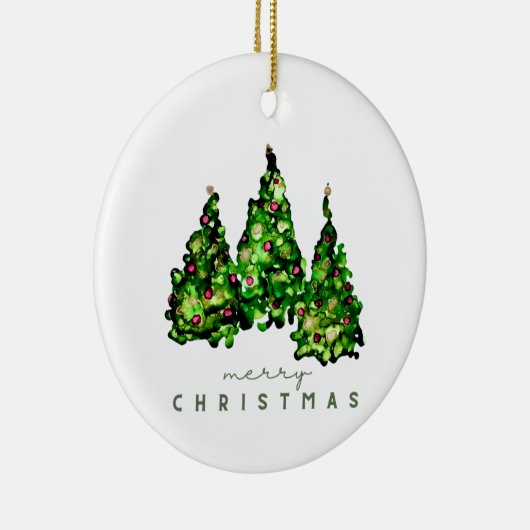 Alcohol Ink Design Christmas Tree Ceramic Ornament (Rechts)