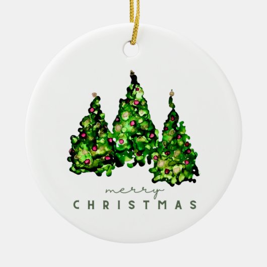 Alcohol Ink Design Christmas Tree Ceramic Ornament (Voorkant)
