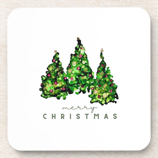 Alcohol Ink Design Christmas Tree Coasters Bier Onderzetter (Voorkant)