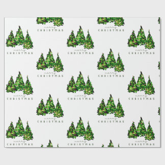 Alcohol Ink Design Christmas Tree Gift Wrap Cadeaupapier
