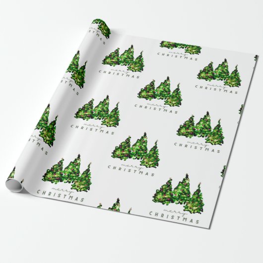 Alcohol Ink Design Christmas Tree Gift Wrap Cadeaupapier (Uitgerold)