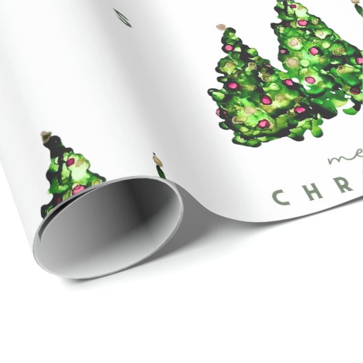 Alcohol Ink Design Christmas Tree Gift Wrap Cadeaupapier (Rol Hoek)