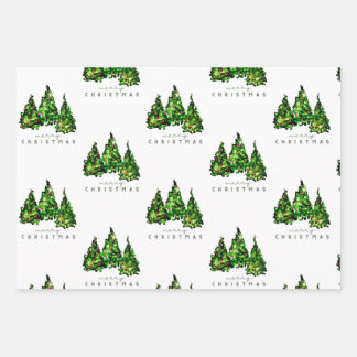 Alcohol Ink Design Christmas Tree Gift Wrap Inpakpapier Vel