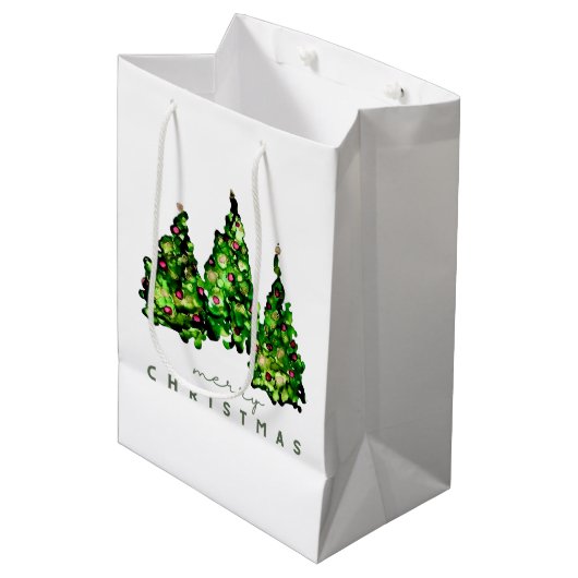 Alcohol Ink Design Christmas Tree Gift Wrap Medium Cadeauzakje (Voorkant Gekanteld)