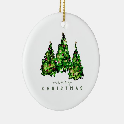 Alcohol Ink Design Christmas Tree Holiday Card Keramisch Ornament (Rechts)