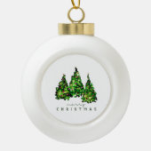 Alcohol Ink Design Christmas Tree Holiday Card Keramische Bal Ornament (Voorkant)