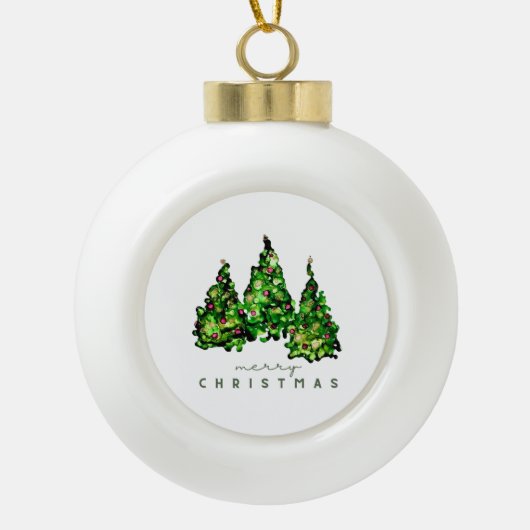 Alcohol Ink Design Christmas Tree Holiday Card Keramische Bal Ornament (Voorkant)