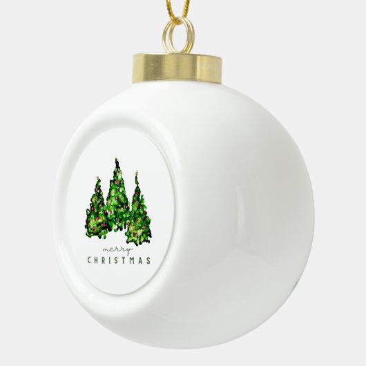 Alcohol Ink Design Christmas Tree Holiday Card Keramische Bal Ornament (Rechts)
