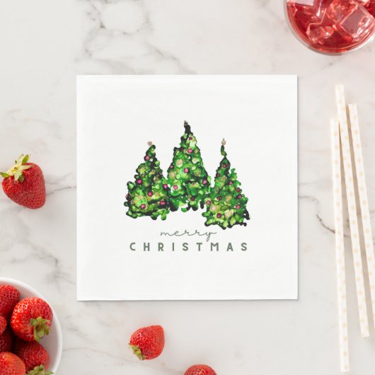 Alcohol Ink Design Christmas Tree Holiday Napkins Servet (Insitu)
