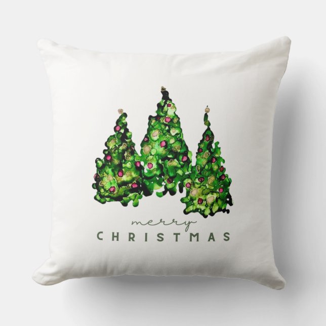Alcohol Ink Design Christmas Tree Pillow Kussen (Voorkant)