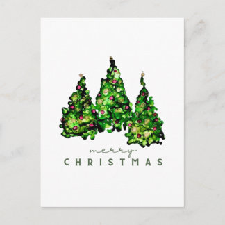 Alcohol Ink Design Christmas Tree Postcard Feestdagenkaart