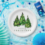 Alcohol Ink Design Holiday Chrismas TrePaper Plate Papieren Bordje (Feest)