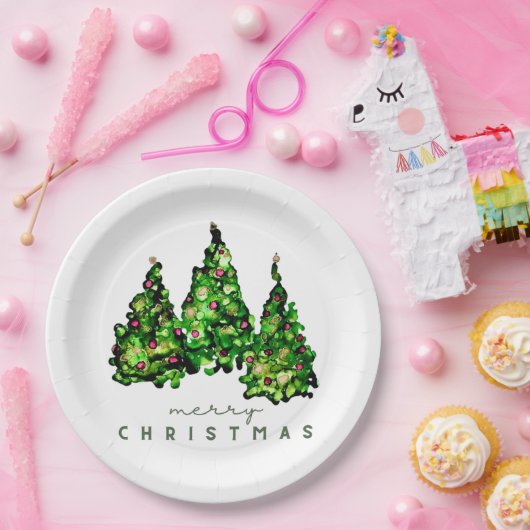 Alcohol Ink Design Holiday Chrismas TrePaper Plate Papieren Bordje (Feest)