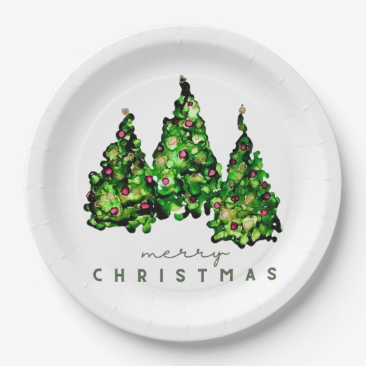 Alcohol Ink Design Holiday Chrismas TrePaper Plate Papieren Bordje (Voorkant)
