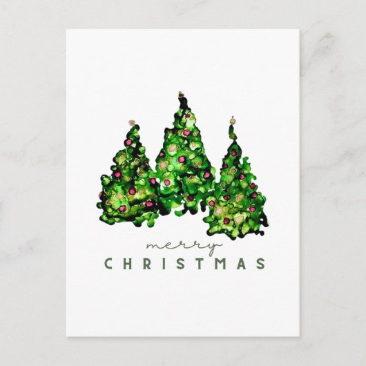 Alcohol Ink Design Kerstboom Ansichtkaart Feestdagenkaart (Voorkant)