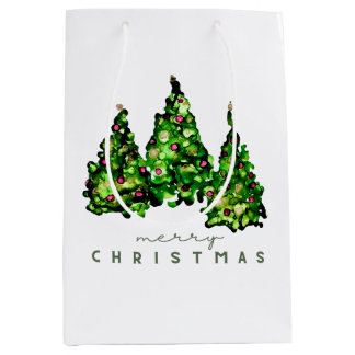Alcohol Ink Design Kerstboom Cadeaupapier Medium Cadeauzakje