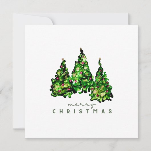 Alcohol Ink Design Kerstboom Kerstkaart (Voorkant)