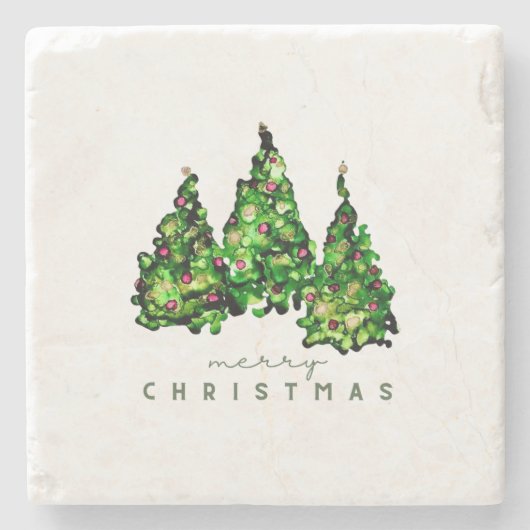 Alcohol Ink Design Kerstboom Onderzetters (Voorkant)