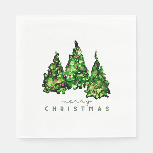 Alcohol Ink Design Kerstboom Vakantie Servetten (Voorkant)